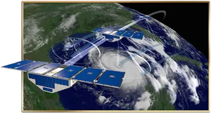 Earth Orbiting Satellite Illustration PNG Image