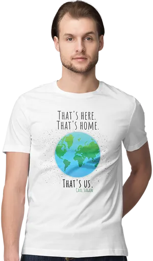 Earth Quote T Shirt Model PNG Image