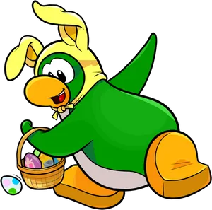 Easter Bunny Cartoonwith Egg Basket PNG Image