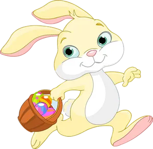 Easter Bunny Cartoonwith Eggs PNG Image