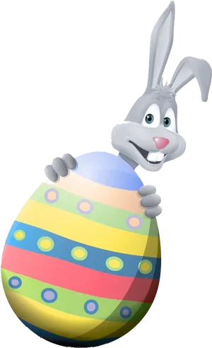 Easter Bunny Holding Decorated Egg PNG Image