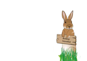 Easter Bunny Wishing Happiness PNG Image