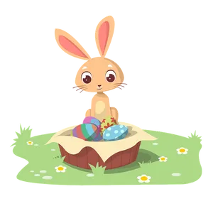 Easter Bunnywith Colorful Eggs PNG Image