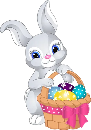 Easter Bunnywith Egg Basket.png PNG Image