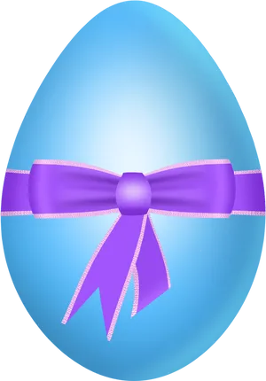 Easter Eggwith Purple Ribbon PNG Image