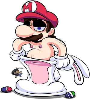 Easter Mario Magic Hat Cartoon PNG Image