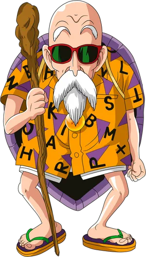 Eccentric Old Man Cartoon Character PNG Image