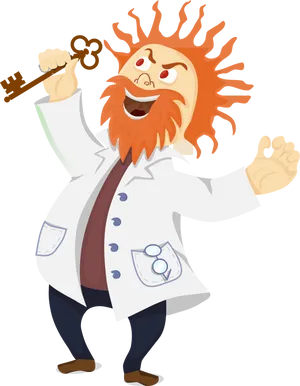 Eccentric Scientist Cartoon PNG Image