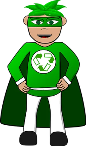 Eco Friendly Superhero Cartoon PNG Image