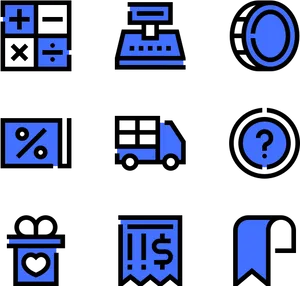 Ecommerce Icons Set Blue Background PNG Image