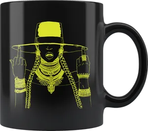 Edgy Fashion Mug Design PNG Image