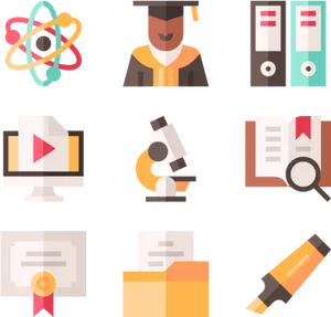 Educational Icons Set PNG Image