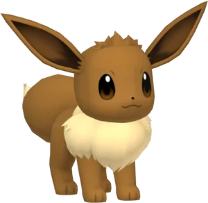 Eevee Pokemon Character3 D Model PNG Image