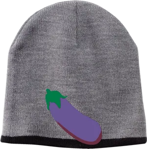 Eggplant Embellished Beanie Hat PNG Image