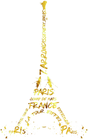 Eiffel Tower Golden Artwork PNG Image