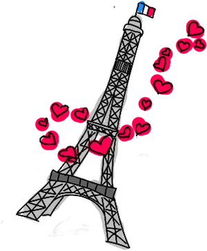 Eiffel Tower Love Illustration PNG Image