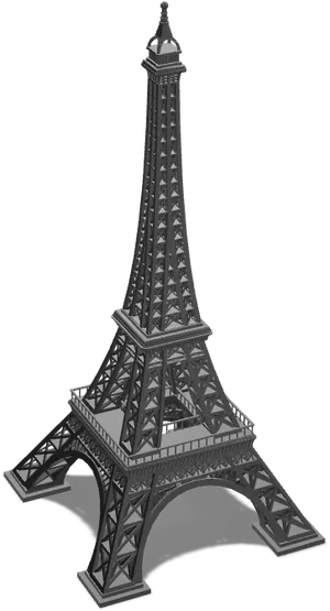 Eiffel Tower3 D Model Blackand White PNG Image