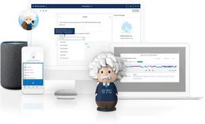 Einstein Cartoon Mascot Digital Assistant PNG Image