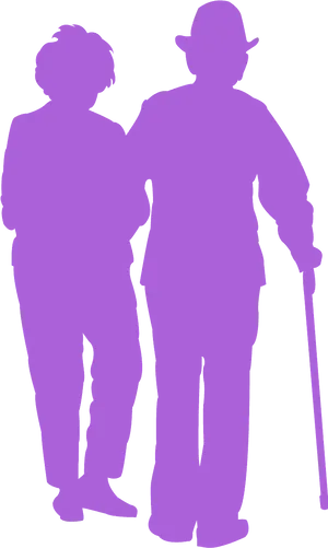 Elderly Couple Silhouette PNG Image