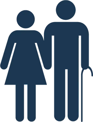 Elderly Couple Silhouette PNG Image