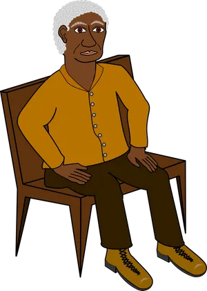 Elderly Man Sittingin Chair Illustration PNG Image