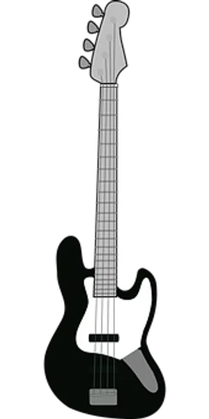 Electric Bass Guitar Blackand White PNG Image