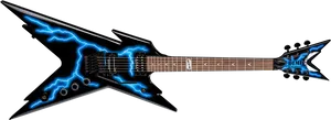 Electric Blue Lightning Guitar PNG Image