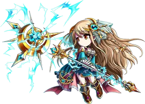 Electric Fantasy Warrior Girl PNG Image