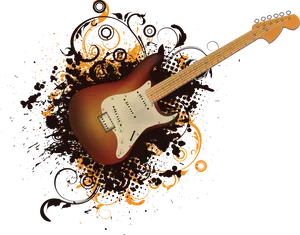 Electric Guitar Artistic Splash PNG Image