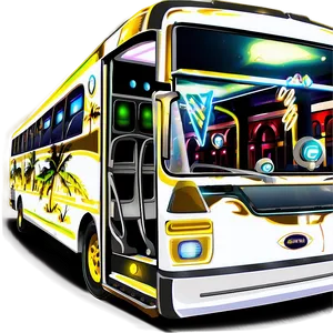 Electric Party Bus Scene Png 5 PNG Image