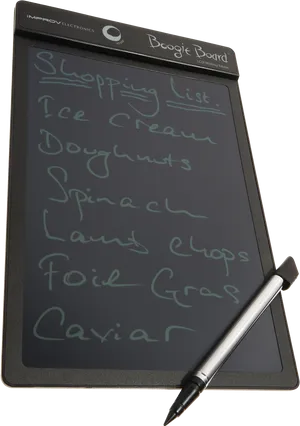 Electronic Boogie Boardwith Shopping List PNG Image