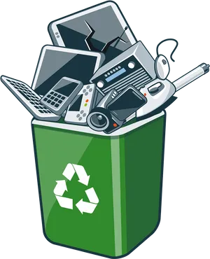 Electronic Waste Recycling Bin PNG Image