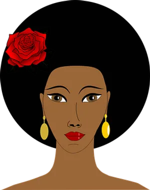 Elegant African Womanwith Rose PNG Image