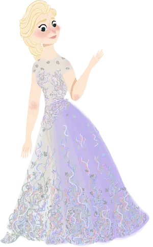 Elegant Animated Characterin Gown PNG Image