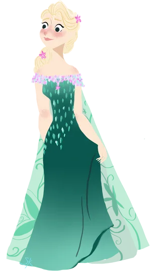 Elegant Animated Princess Elsa PNG Image