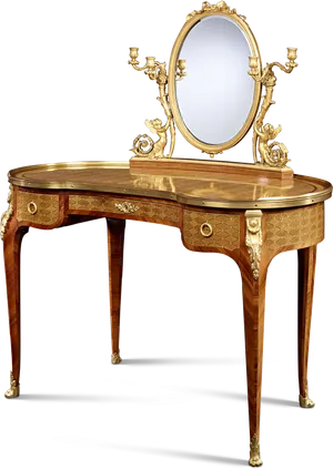 Elegant Antique Dressing Tablewith Mirror PNG Image