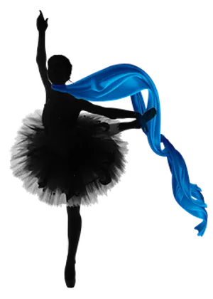 Elegant Ballerina Blue Silk Ribbon PNG Image