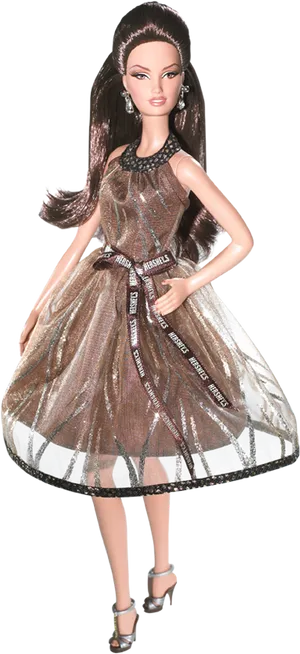 Elegant Barbiein Sparkling Dress PNG Image