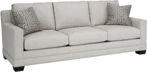 Elegant Beige Sofawith Pillows PNG Image