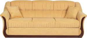 Elegant Beige Upholstered Couch PNG Image