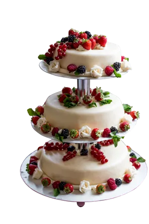Elegant Berry Topped Wedding Cake PNG Image