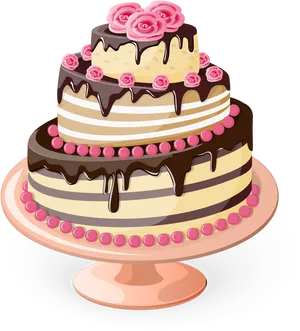 Elegant Birthday Cake Illustration PNG Image