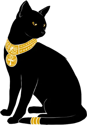 Elegant Black Cat Illustration PNG Image