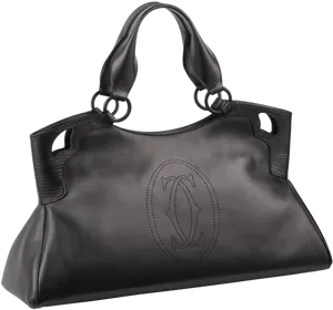 Elegant Black Designer Handbag PNG Image