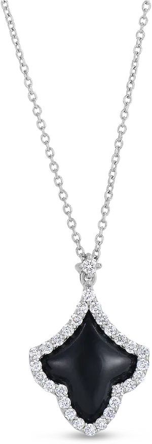 Elegant Black Diamond Pendant Necklace PNG Image