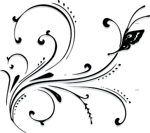 Elegant Black Floral Design PNG Image