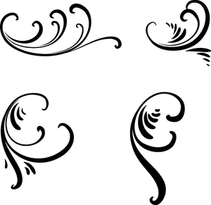 Elegant Black Flourishes Vector PNG Image