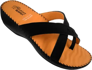 Elegant Black Ladies Chappal PNG Image