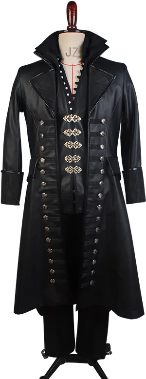 Elegant Black Leather Coat Mannequin PNG Image