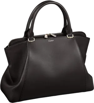 Elegant Black Leather Handbag Cartier PNG Image